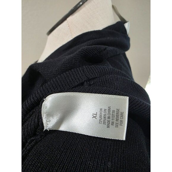 Black Sleeveless V-Neck Ribbed Knit Top XL By Dressbarn Womens - Picture 6 of 6